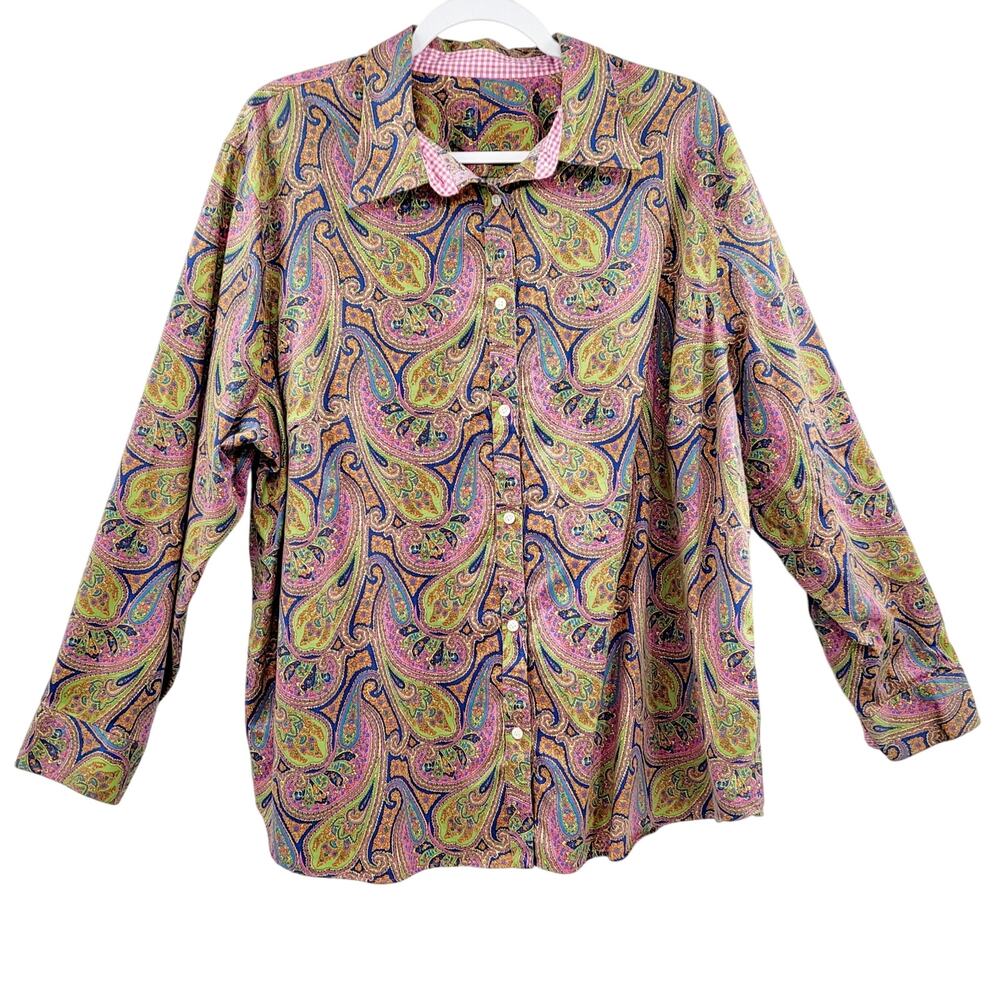 Chaps Multicolor Paisley Print Long-sleeved Shirt Women’s Size Large